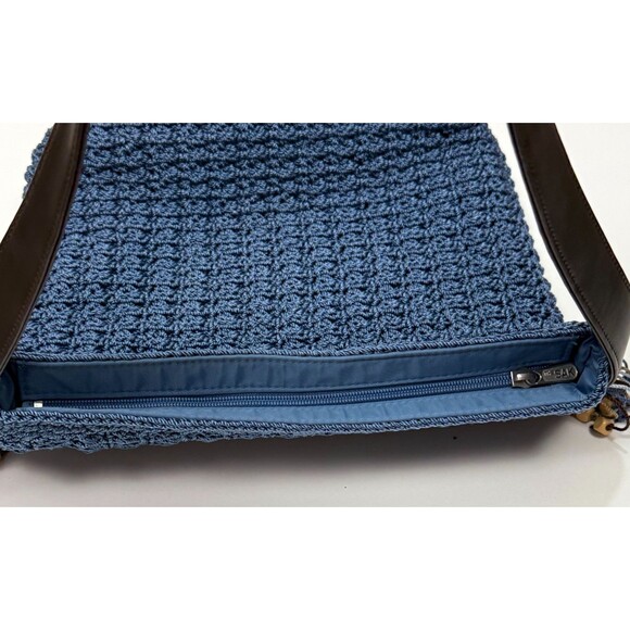 The Sak Blue Crochet Pleased Shoulder Bag NWT Medium Faux Leather Strap Boho - Picture 4 of 8